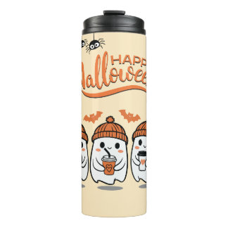 Cute friendly ghosts thermal tumbler