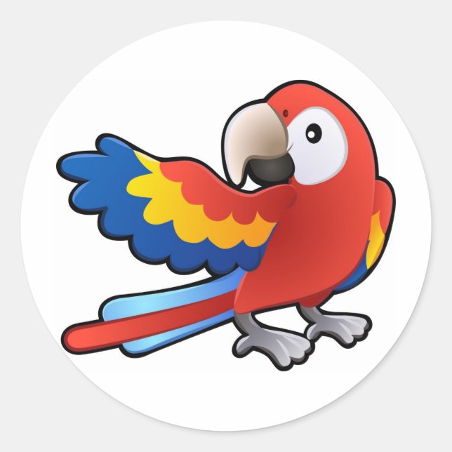 cute friendly Macaw Parrot Classic Round Sticker (Front)