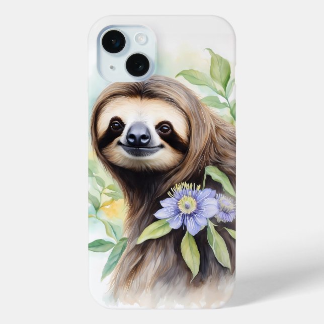 Cute Friendly Sloth Watercolor painting Case-Mate iPhone Case (Back)