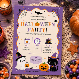 Cute Friends & Family Halloween Party Invitation
