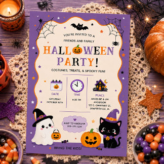 Cute Friends & Family Halloween Party Invitation