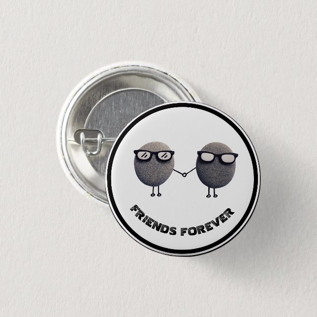 Cute Friends Forever Round Pin Back Button (Front & Back)