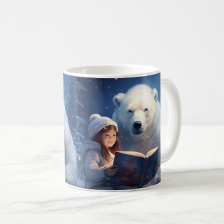 Cute Friends - Polar Bear & Girl Reading a Book Coffee Mug