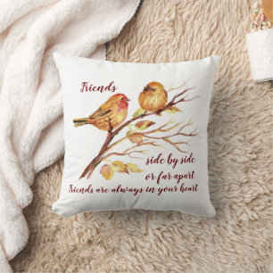 Cute Friendship Birds & Quote Throw Pillow