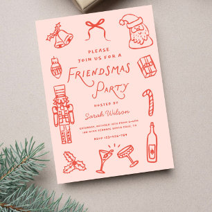 Cute Friendsmas Christmas Party Invitation