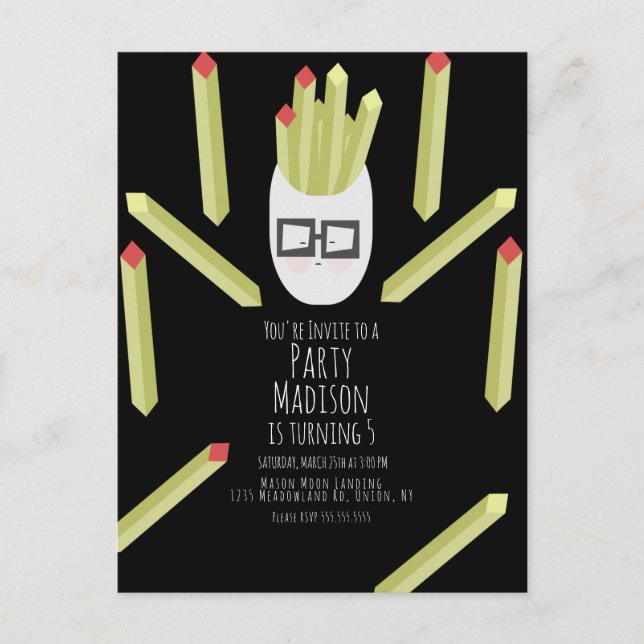 Cute Fries Restaurant Anniversaire Fête Invitation (Devant)
