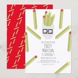 Cute Fries Restaurant Birthday Party Invitation