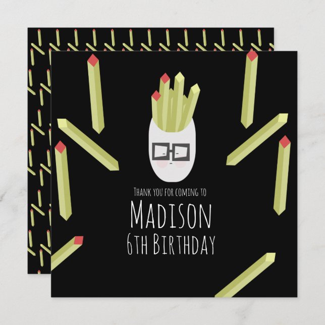 Cute Fries Restaurant Birthday Party  Thank You (Front/Back)