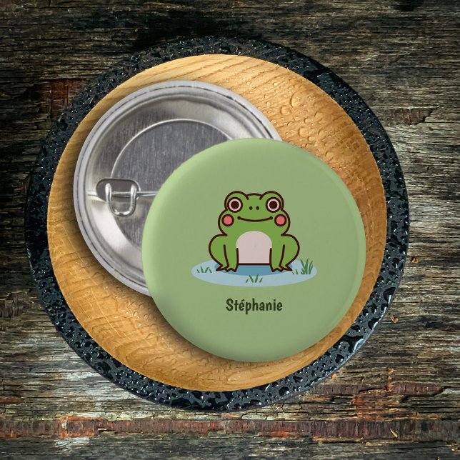 Cute Frog  1 Inch Round Button (Cute Frog Button)