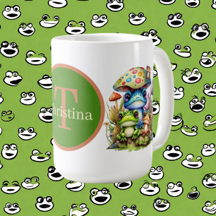 cute frog add monogram  coffee mug