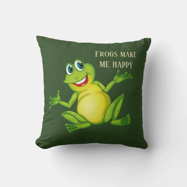 cute frog add text  throw pillow (Front)