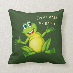 cute frog add text  throw pillow