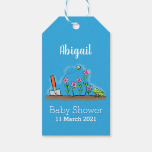 Cute frog and bee in garden cartoon illustration  gift tags