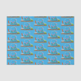Cute frog and bee in garden cartoon illustration tissue paper