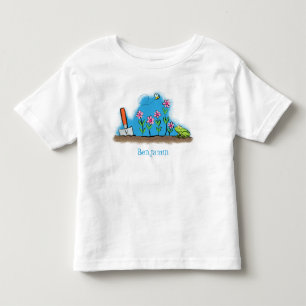 Cute frog and bee in garden cartoon illustration toddler t-shirt