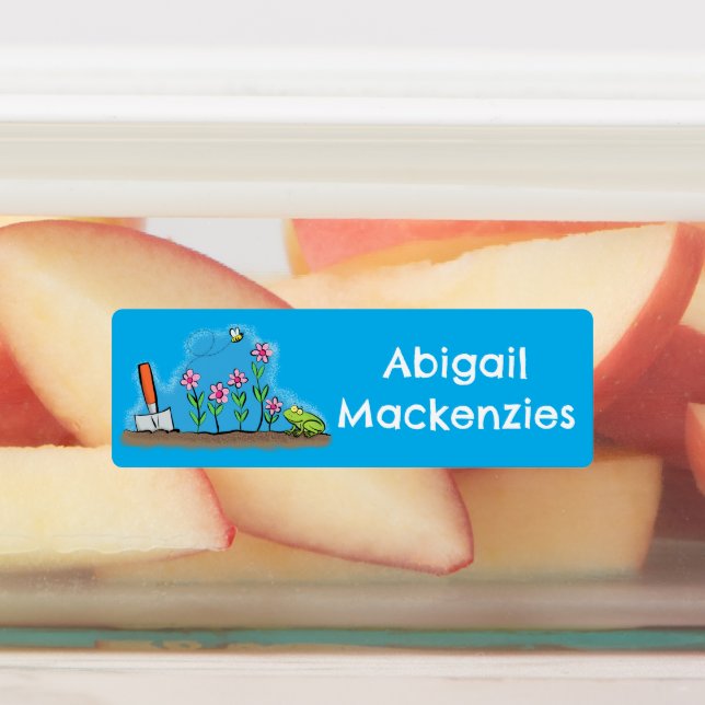 Cute frog and bee in garden cartoon personalized  (Affixed)