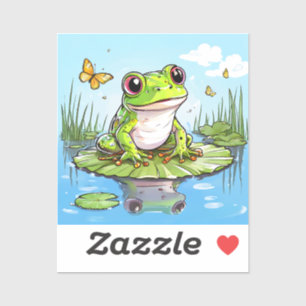 Cute Frog and Butterflies on Lily Pad