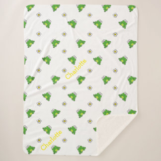 Cute Frog and Flower Sherpa Blanket