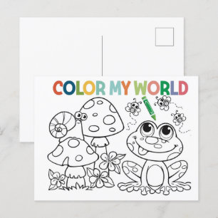 Cute Frog and Snail Colouring Page  Postcard