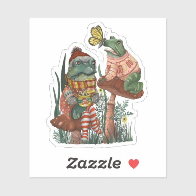 Cute Frog and Toad Merry Mushroom Christmas  Stick (Sheet)