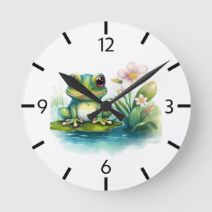 Cute frog animal lovers round clock