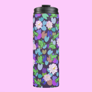 Cute frog art dark blue and green thermal tumbler