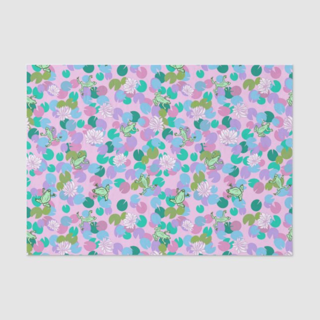 Cute frog art tissue paper with pink background (Front)