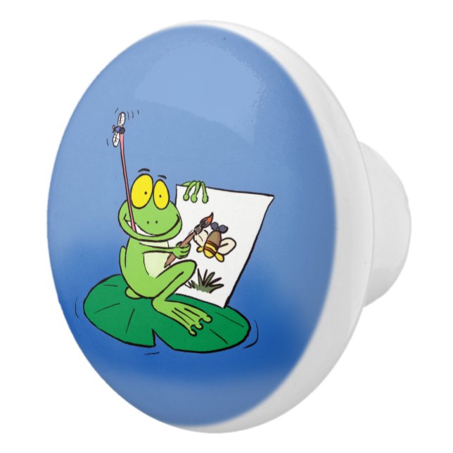 Cute frog artist cartoon design ceramic knob (Right)