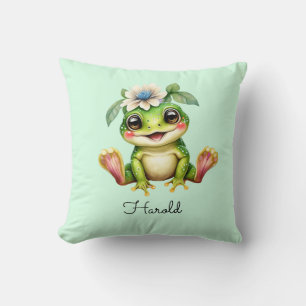 Cute Frog Baby Nursery Throw Pillow