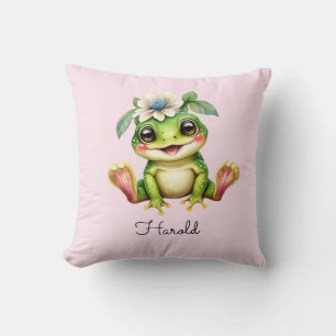 Cute Frog Baby Nursery Throw Pillow