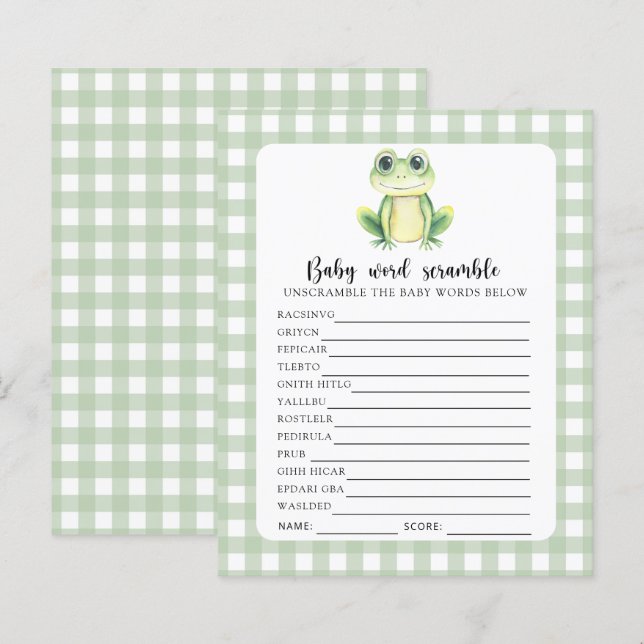 Cute Frog Baby Word Scramble Game (Front/Back)