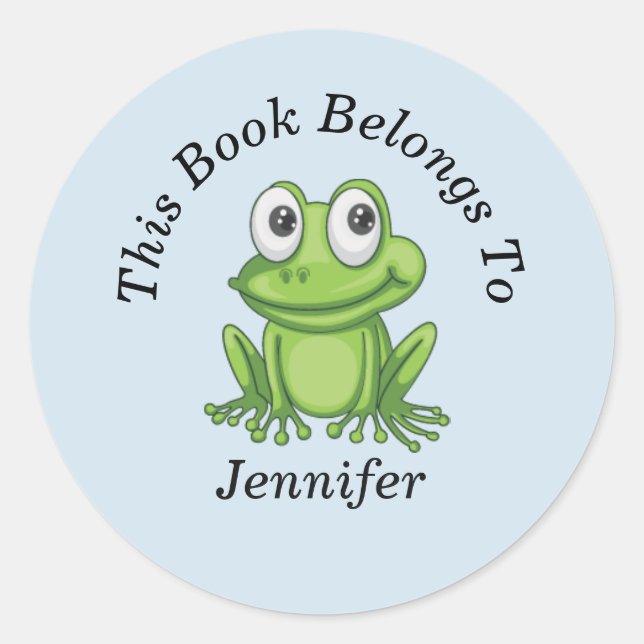 Cute Frog Back to School Round Classic Round Sticker (Front)