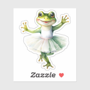 Cute frog ballerina dancing ballet.