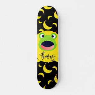 Cute Frog Banana Pattern Skateboard