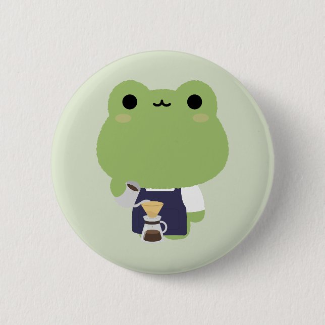 Cute Frog Barista 2 Inch Round Button (Front)