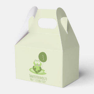 Cute Frog Birthday Green Balloon Thank You Favor Box