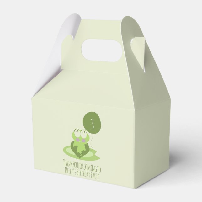 Cute Frog Birthday Green Balloon Thank You   Favor Box (Front Side)