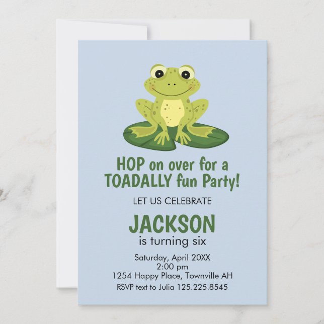 Cute Frog Birthday Invitation (Devant)