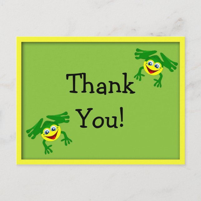 Cute Frog Birthday Thank You Postcard - Yellow (Front)