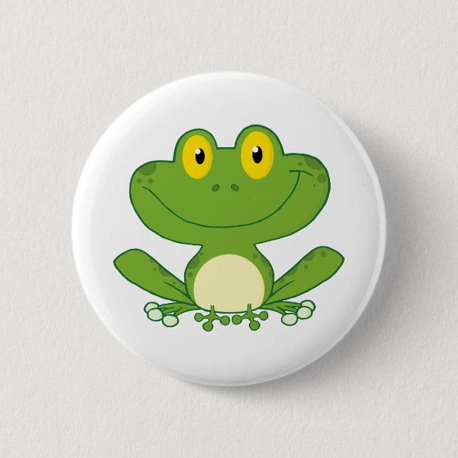 Cute Frog Cartoon Character 2 Inch Round Button (Front)