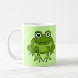 Cute Frog Cartoon Green Heart Mug