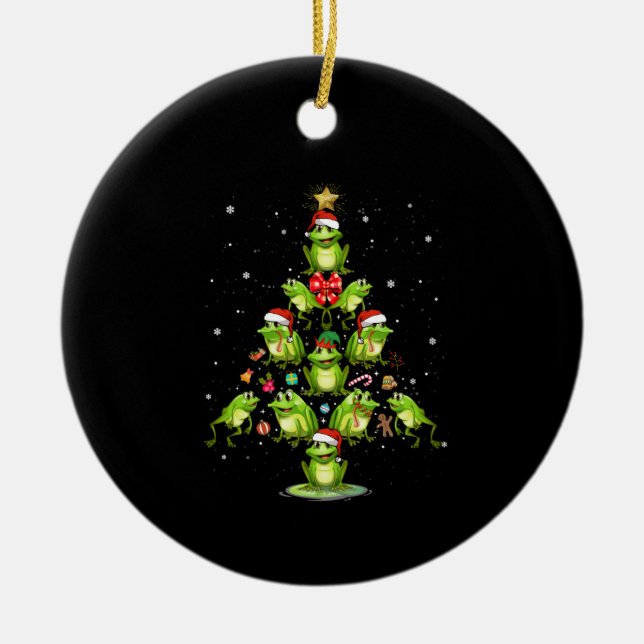 Cute Frog Christmas Tree Gift Decor Xmas Tree Ceramic Ornament (Front)