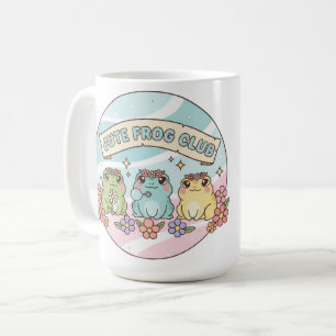 Cute Frog Club – Kawaii Pastel Frogs Floral Cute A Coffee Mug