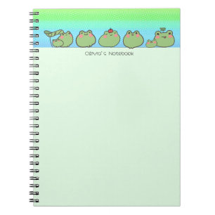 Cute Frog colorful gradient Personalized name Notebook