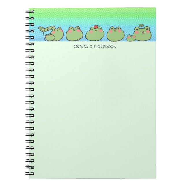Cute Frog colourful gradient Personalized name Notebook (Front)