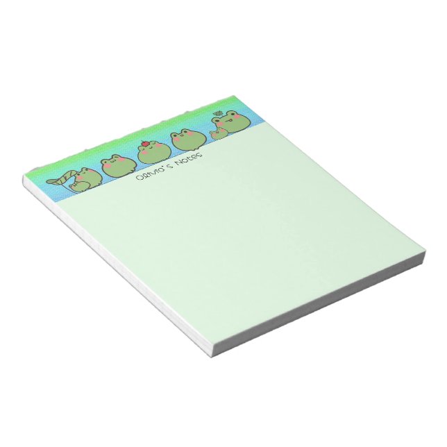 Cute Frog colourful gradient Personalized name Notepad (Angled)