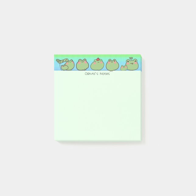 Cute Frog colourful gradient Personalized name Post-it Notes (Front)