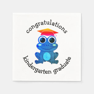 Cute Frog Custom Kindergarten Graduation Paper Napkin