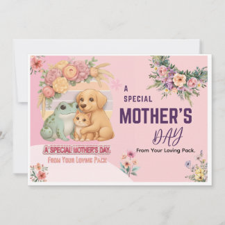 Cute Frog Dog Cat Mother’s Day Card - Special Gift