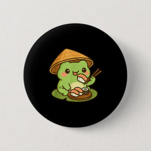 Cute Frog Eating Sushi Anime Japanese Men Women Ki 2 Inch Round Button